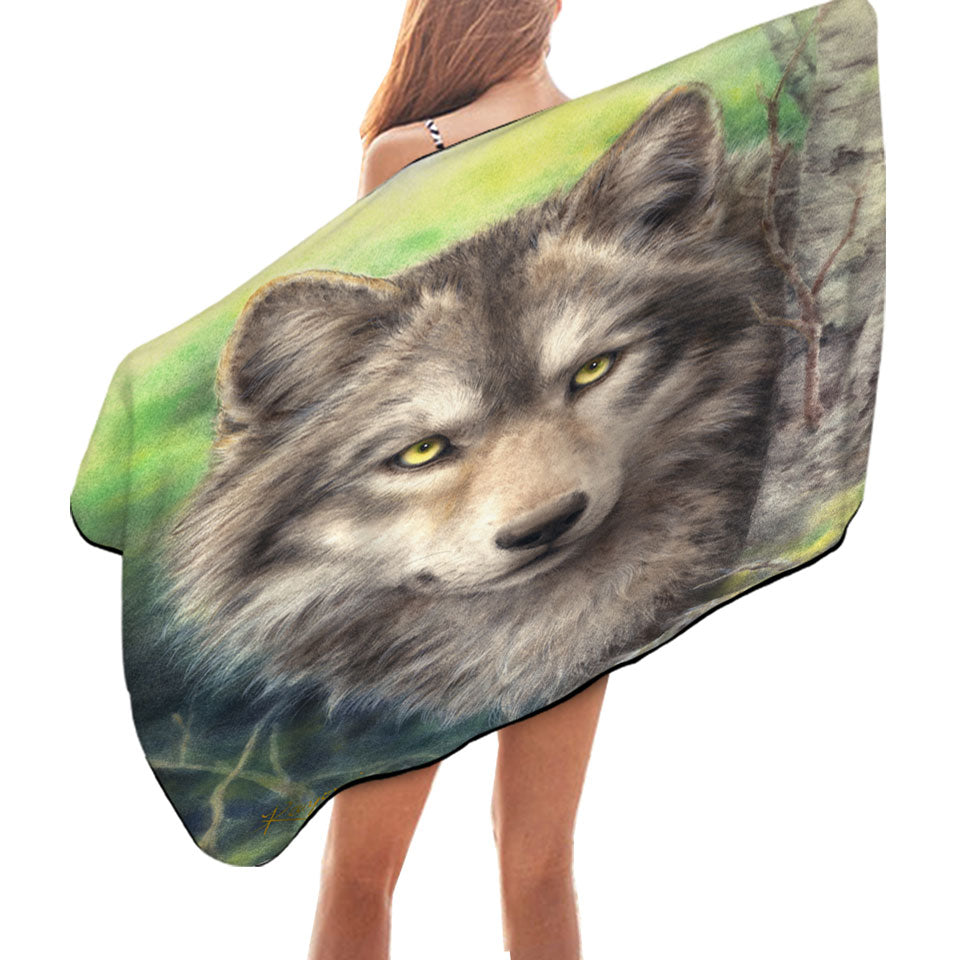 Wild Animals Art Grey Wolf Pool Towels