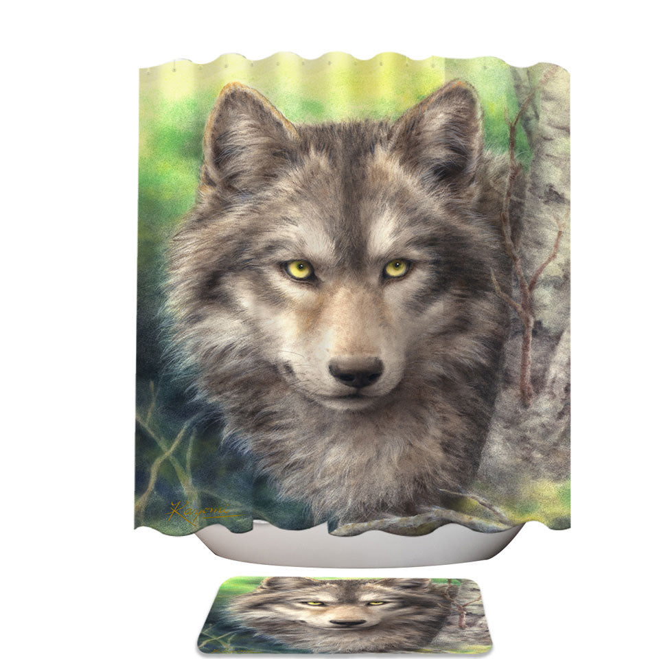Wild Animals Art Grey Wolf Shower Curtain