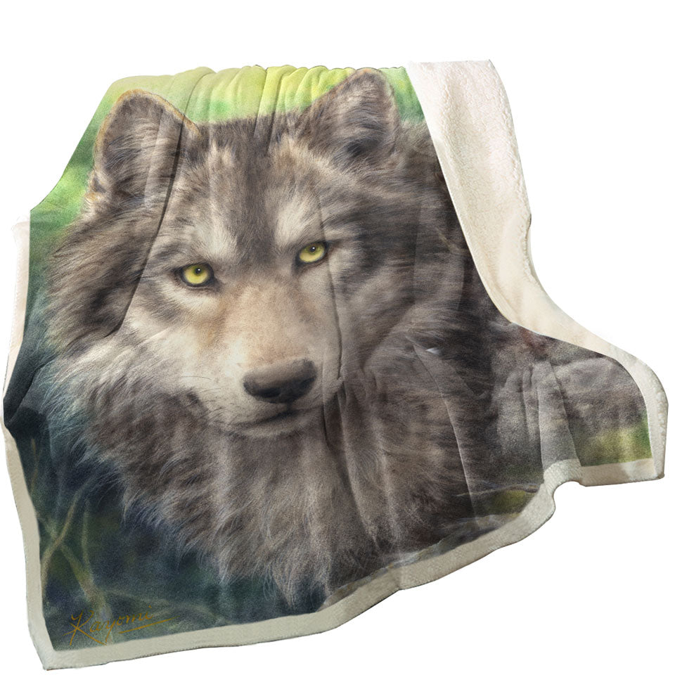 Wild Animals Art Grey Wolf Throw Blanket