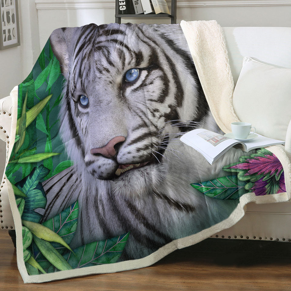 products/Wild-Animals-Art-Tropical-White-Tiger-Sherpa-Blanket