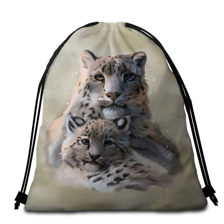 Wild Cats Painting Packable Beach Towel