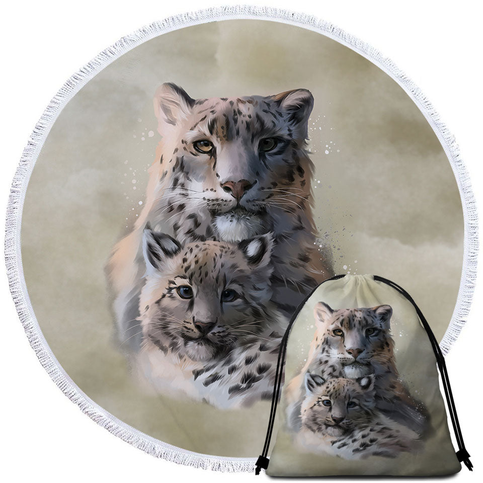 Wild Cats Round Beach Towel and Beach Bag for Towel