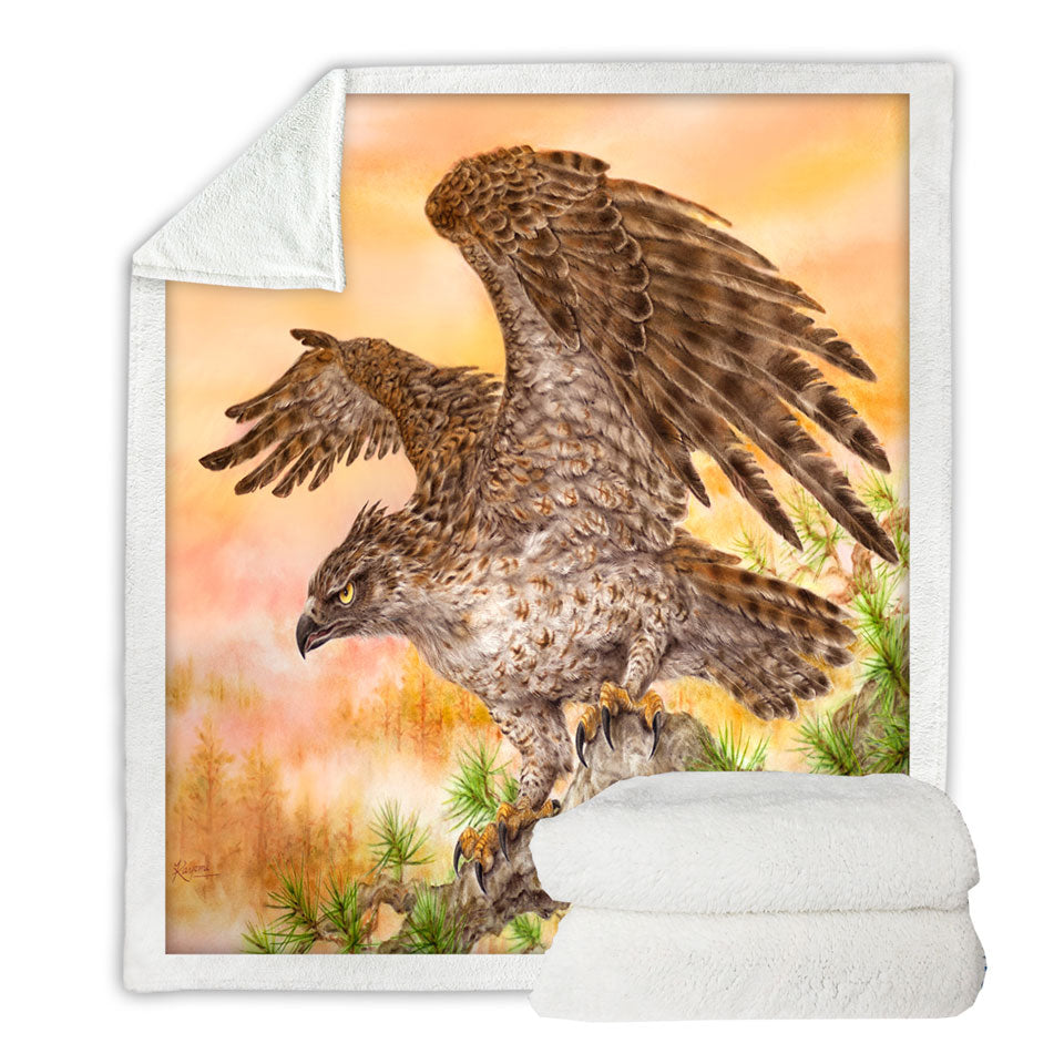 Wild Life Animal Art Powerful Hawk Sherpa Blanket