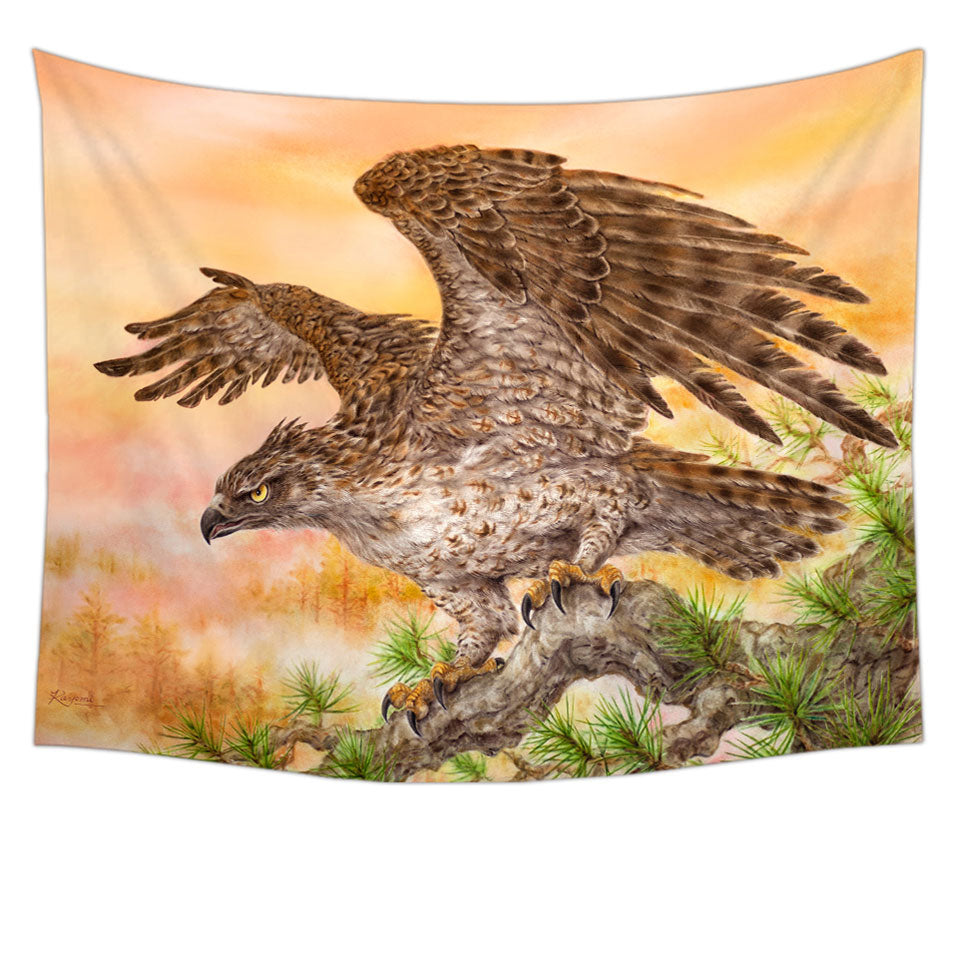 Wild Life Animal Art Powerful Hawk Tapestry