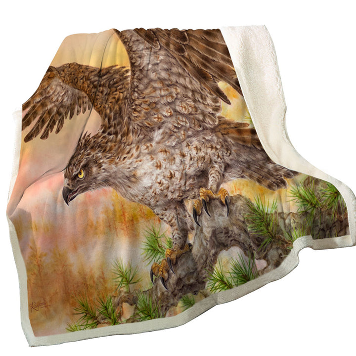 Wild Life Animal Art Powerful Hawk Throw Blanket