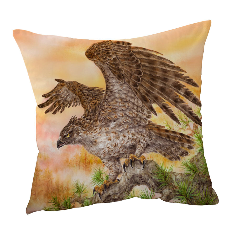 Wild Life Animal Art Powerful Hawk Throw Pillow