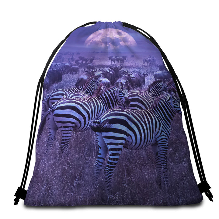 Wildebeest and Zebra Beach Bags and Towels