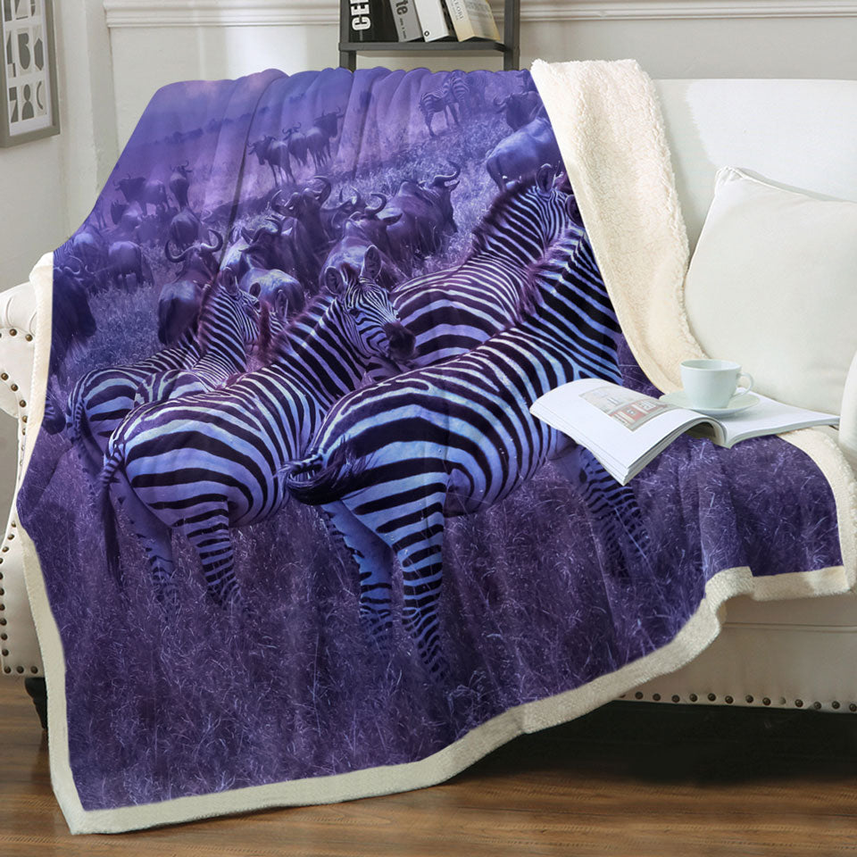 Wildebeest and Zebra Couch Throws