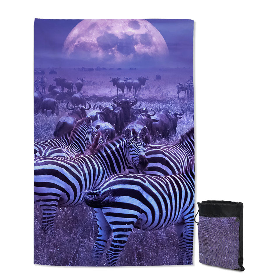 Wildebeest and Zebra Lightweight Beach Towel