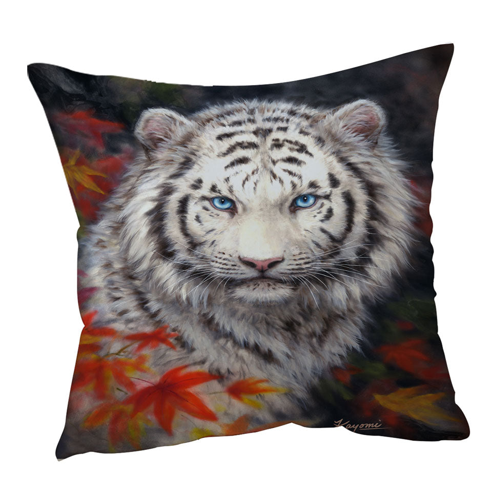 Wildlife Animal Art Autumn White Tiger Cushions
