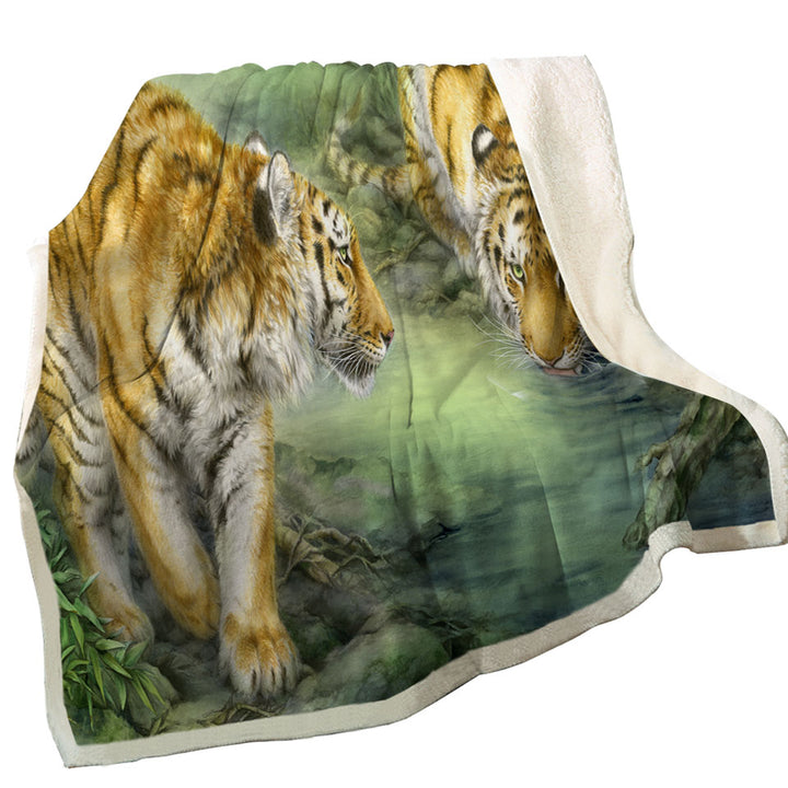 Wildlife Animal Art Two Tigers in the Jungle Fleece Blanket