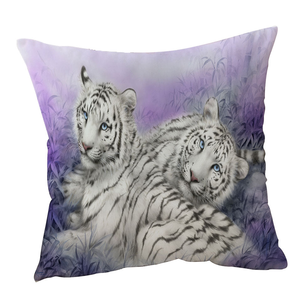 Wildlife Animal Art White Tiger Throw Pillow