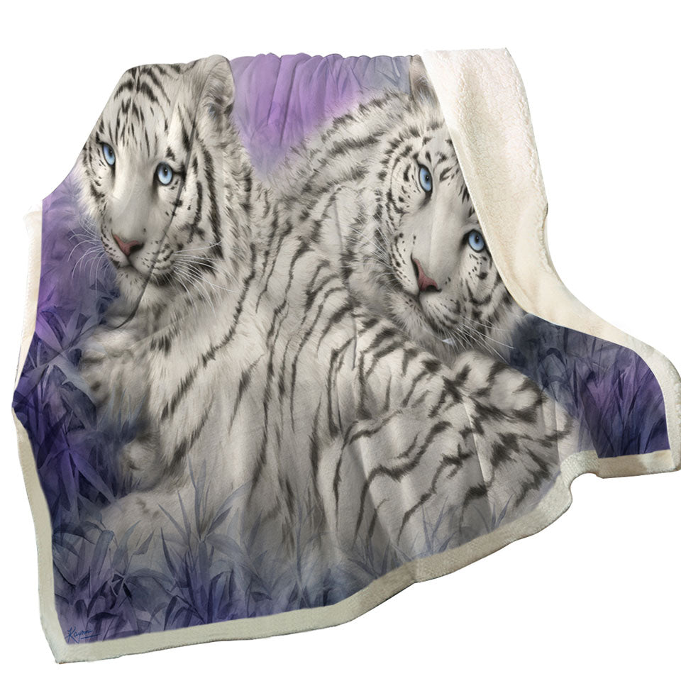 Wildlife Animal Art White Tiger Throws