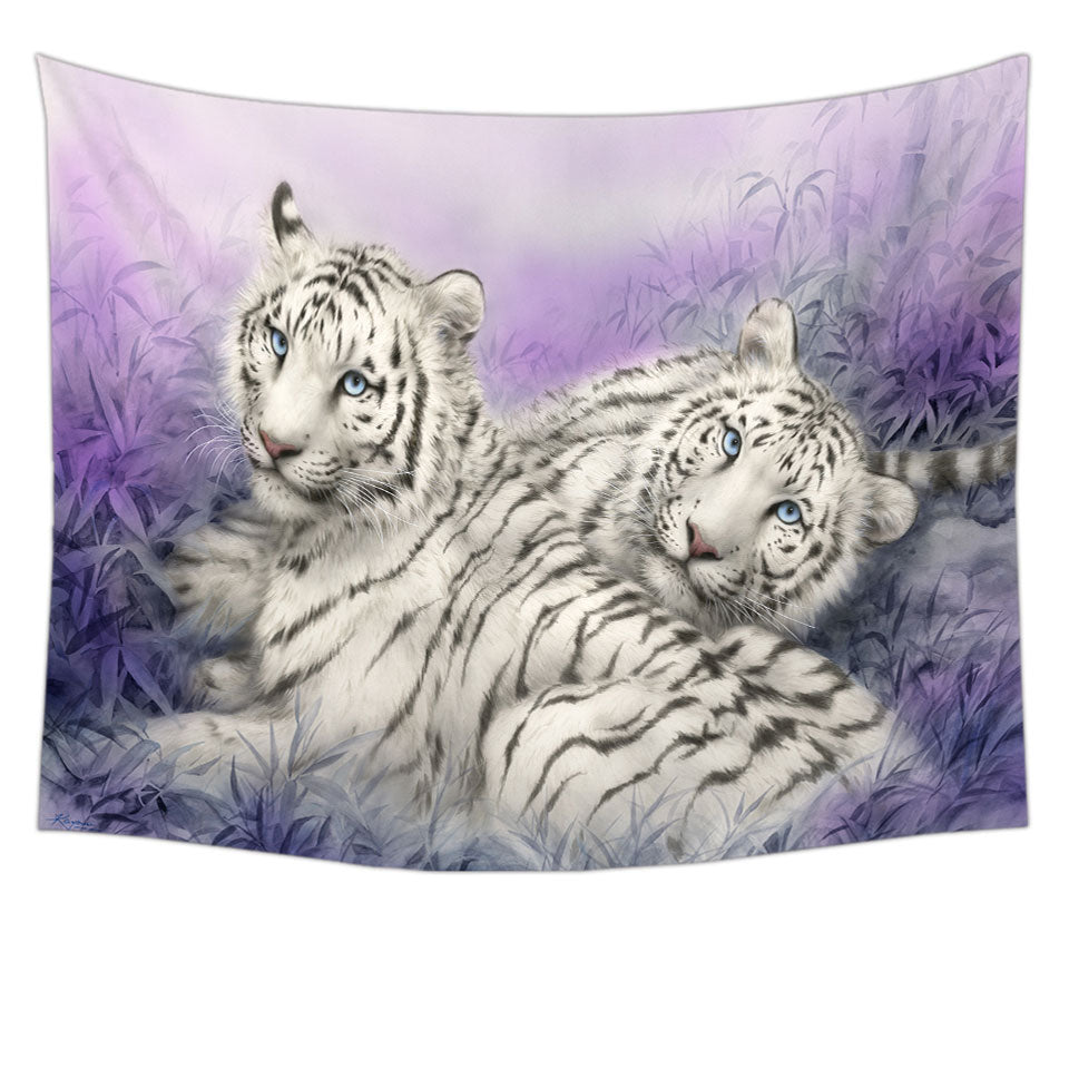 Wildlife Animal Art White Tiger Wall Decor Tapestry