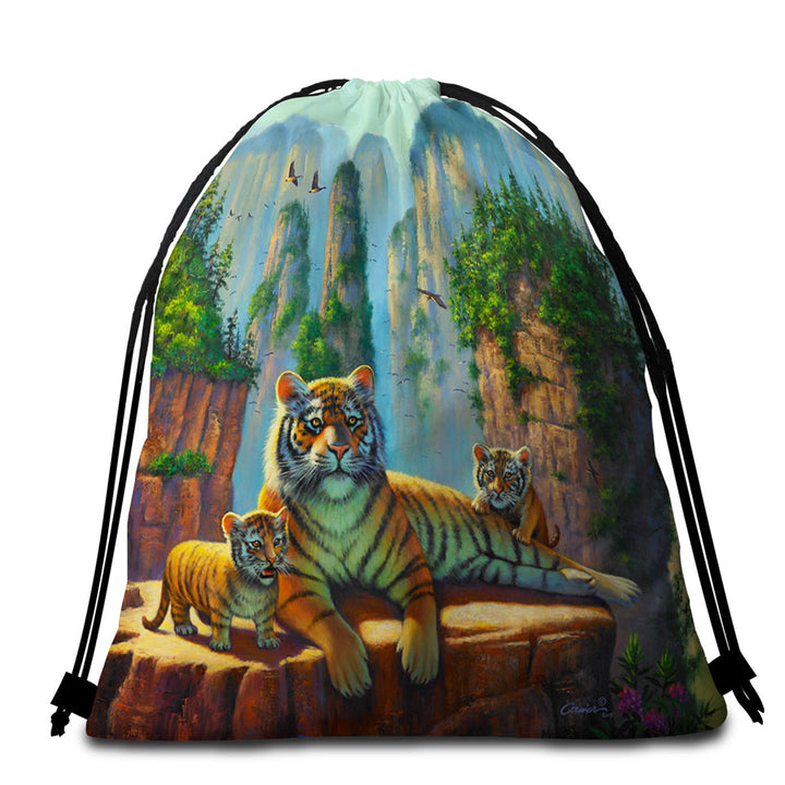 Wildlife Animal Nature Art Zang Tigers Beach Towels and Bags Set