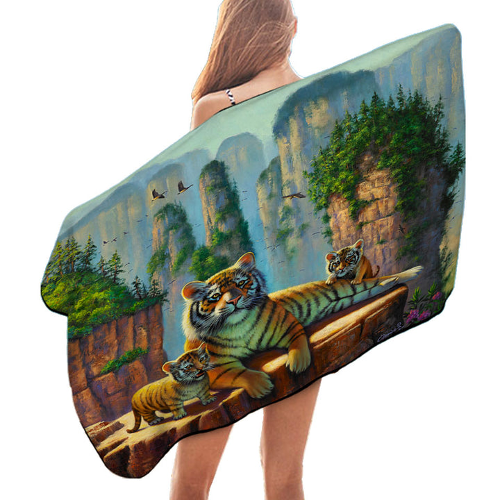 Wildlife Animal Nature Art Zang Tigers Pool Towels
