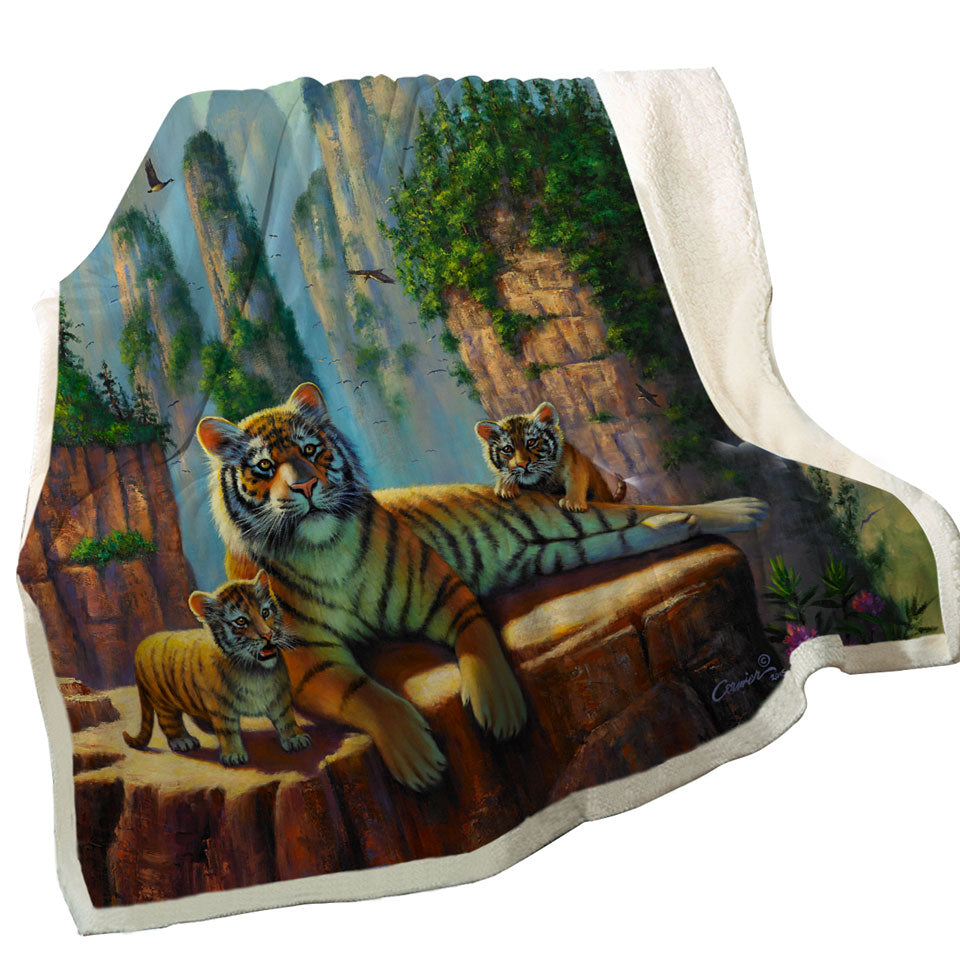 Wildlife Animal Nature Art Zang Tigers Throw Blanket