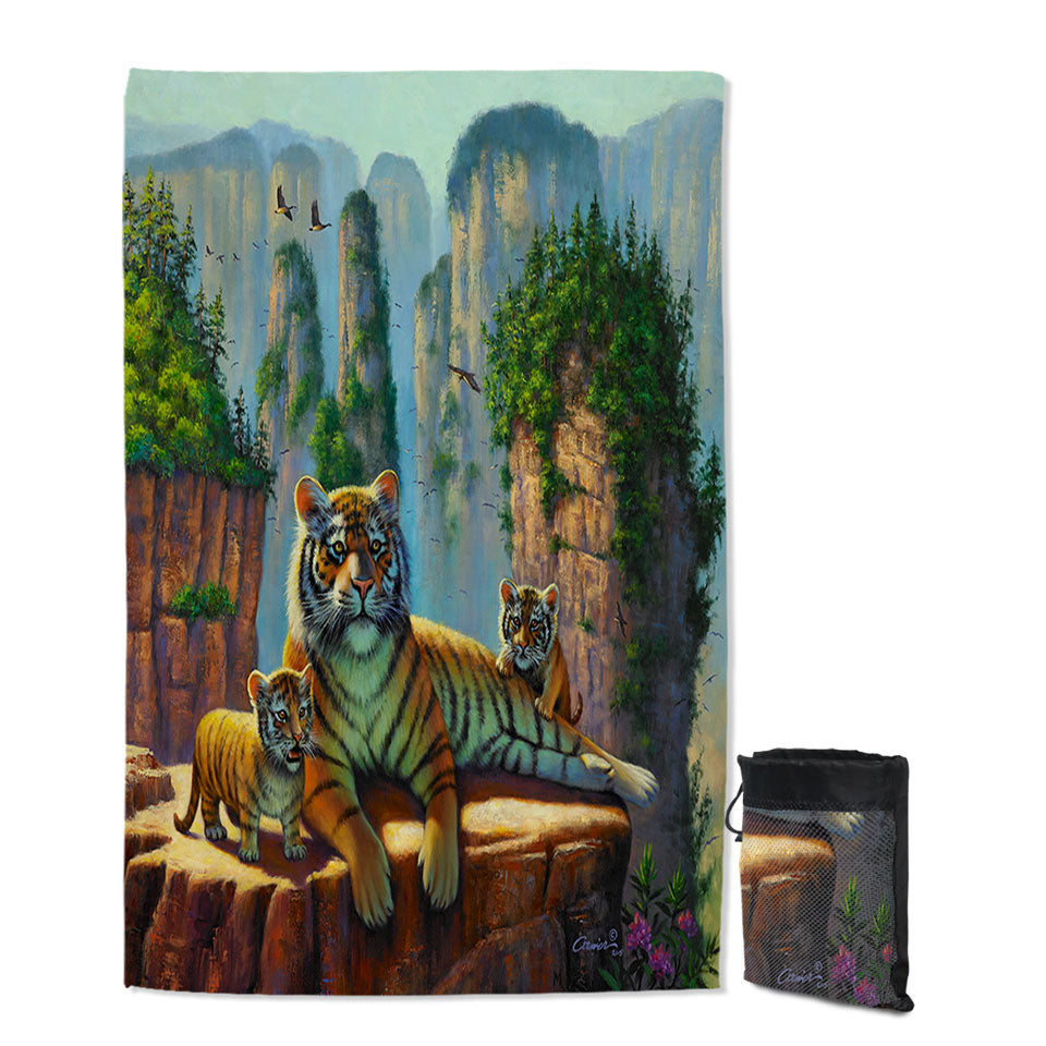 Wildlife Animal Nature Art Zang Tigers Unique Beach Towels