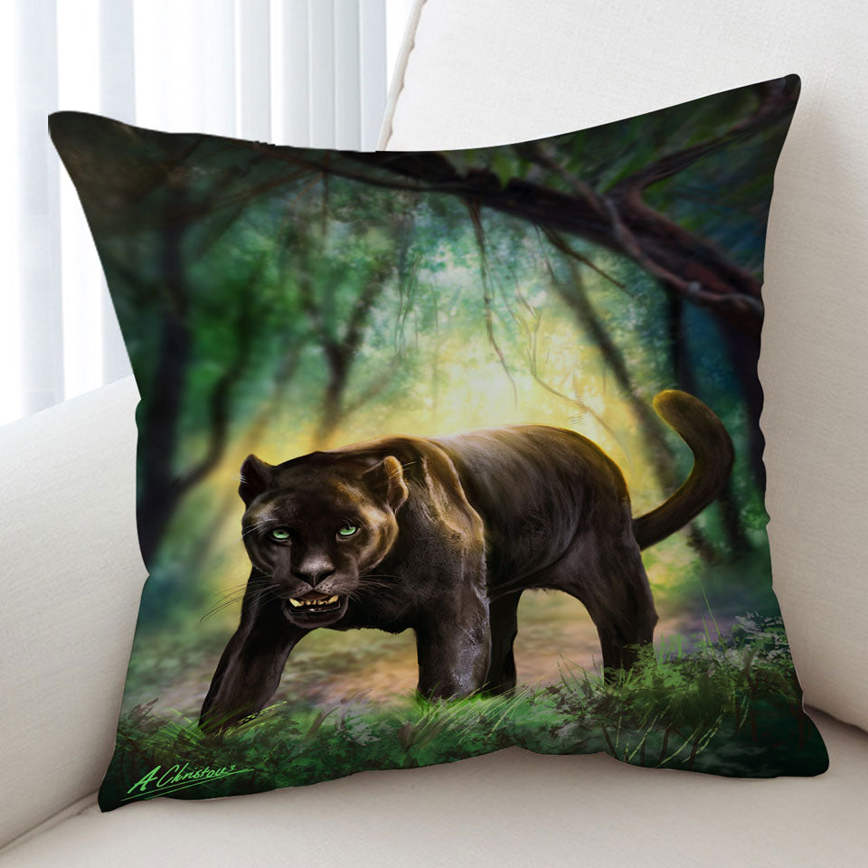 Wildlife Art Beautiful Black Panther Cushion Covers for Men