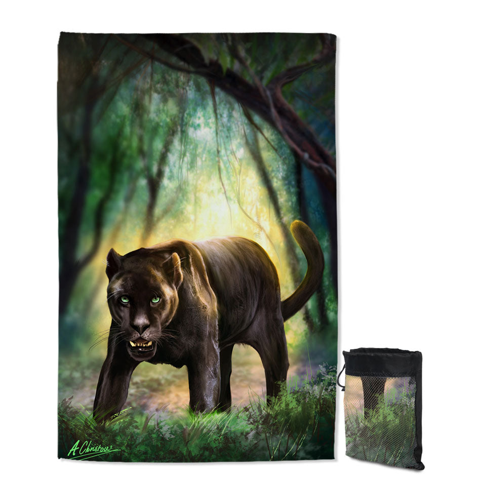 Wildlife Art Beautiful Black Panther Pool Towels for Boys