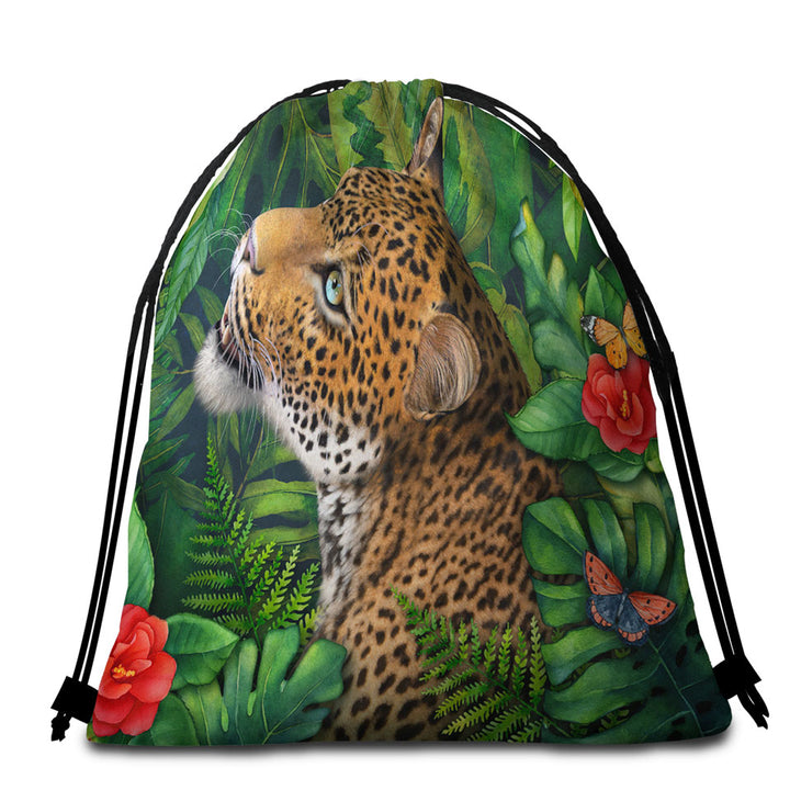 Vintage Christmas Beach Towel Bags Painting Santa and Elves