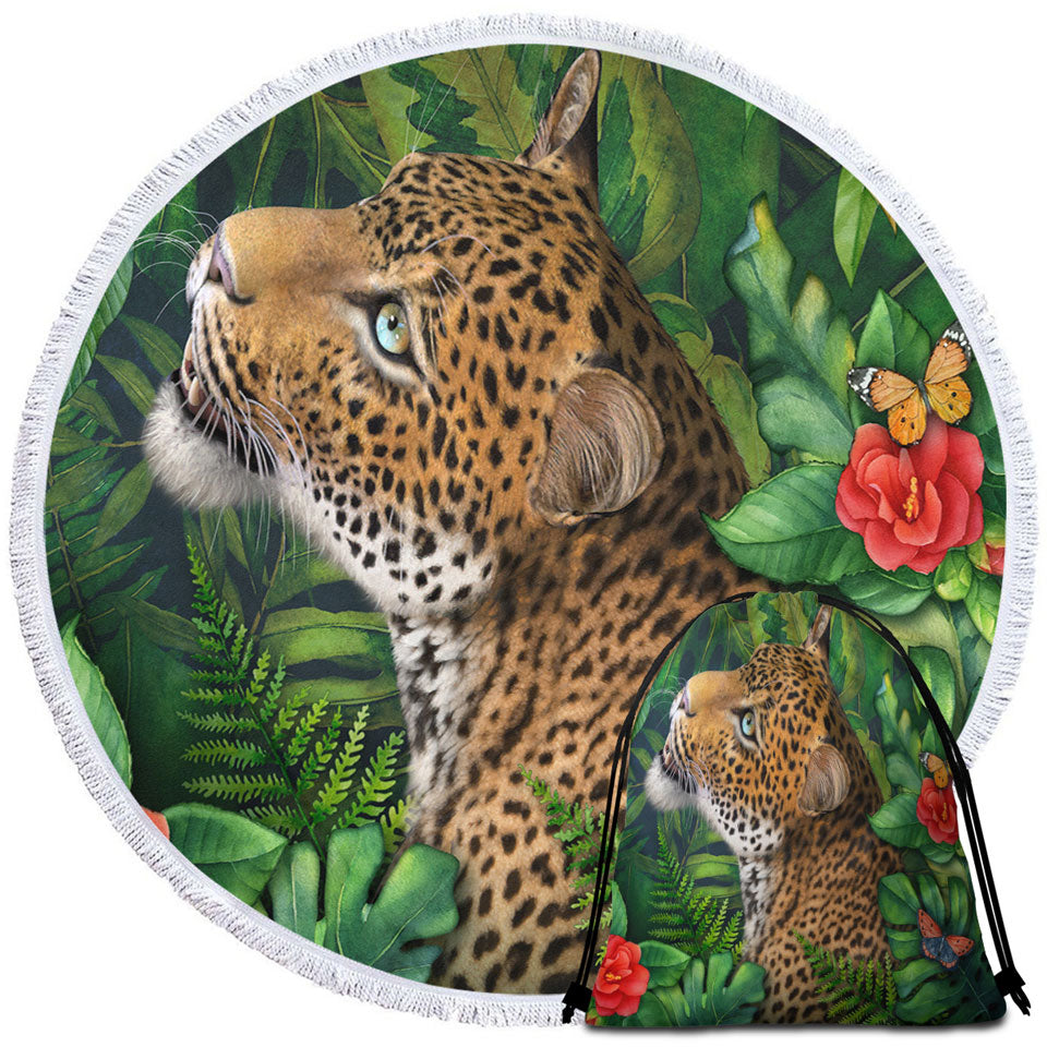 Wildlife Art Leopards Beach Towels and Bags Set