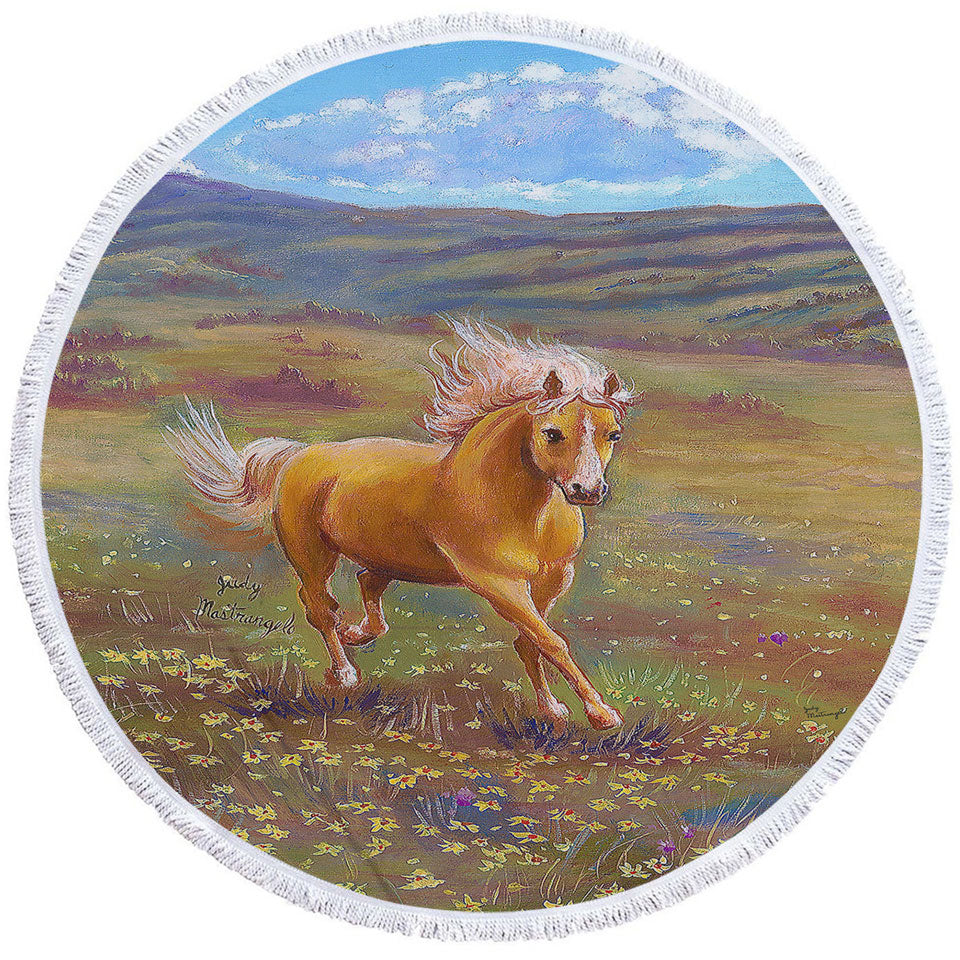 Wildlife Art Painting Running Horse Beach Towels