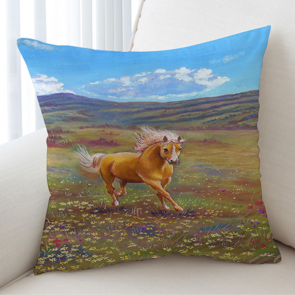 Wildlife Art Painting Running Horse Cushions