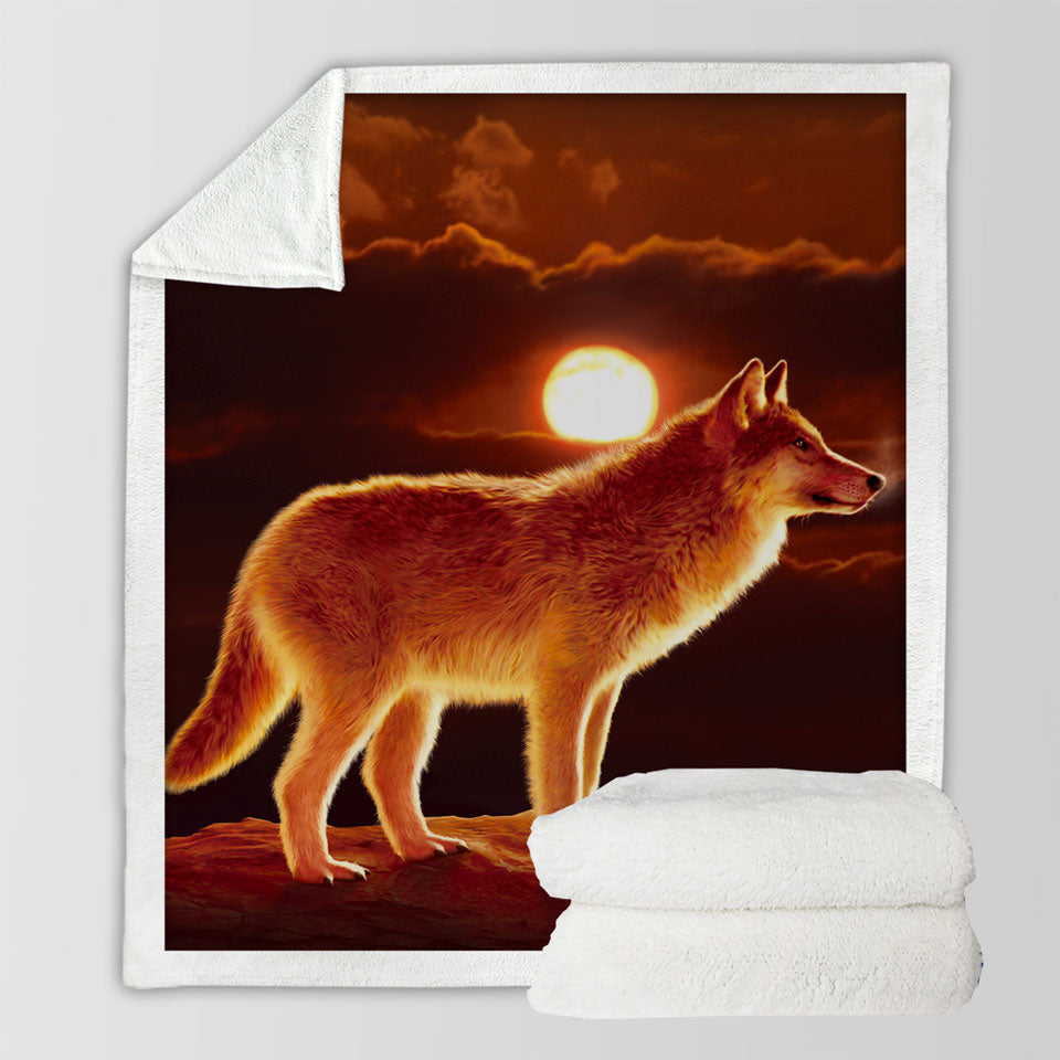 products/Wildlife-Art-Sunset-Wolf-Lightweight-Blankets