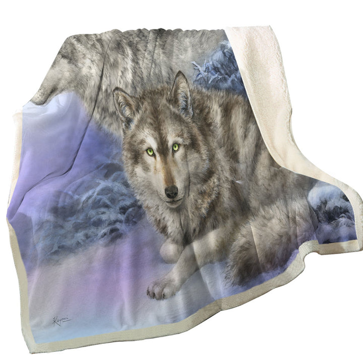 Wildlife Drawings Snow Forest Wolves Throws