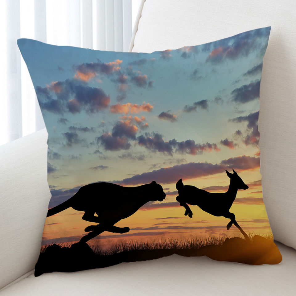 Wildlife Sunset Cushions Cheetah VS Impala