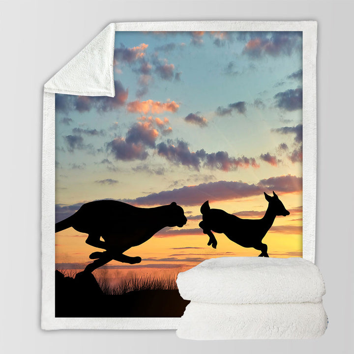 Wildlife Sunset Unique Throws Cheetah VS Impala