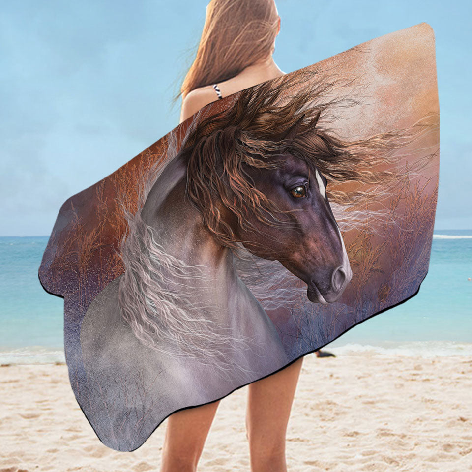 Wind Stalker Beautiful Wild Horse Microfiber Beach Towel