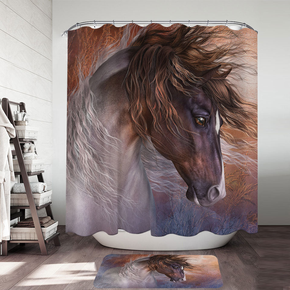 Wind Stalker Beautiful Wild Horse Shower Curtains for Sale