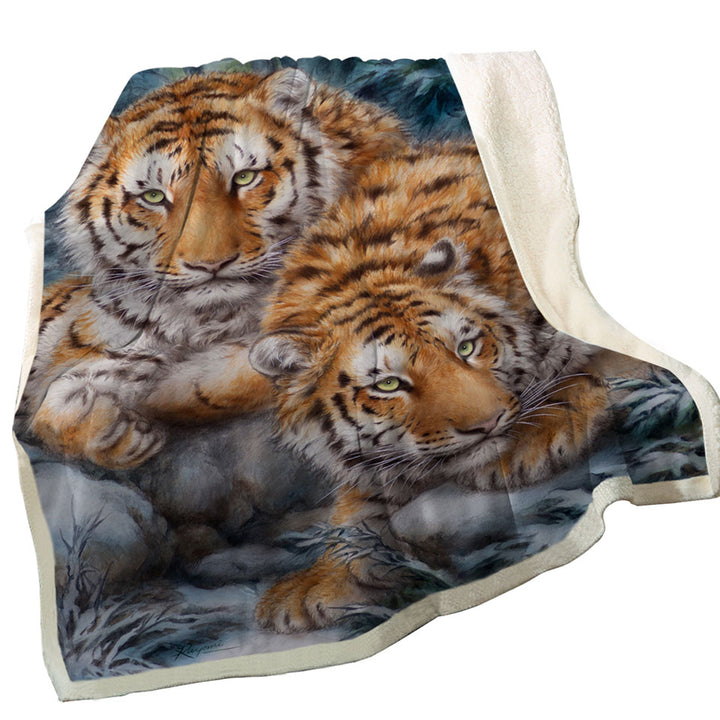 Winter Bamboos Wild Tigers Throws for Guys