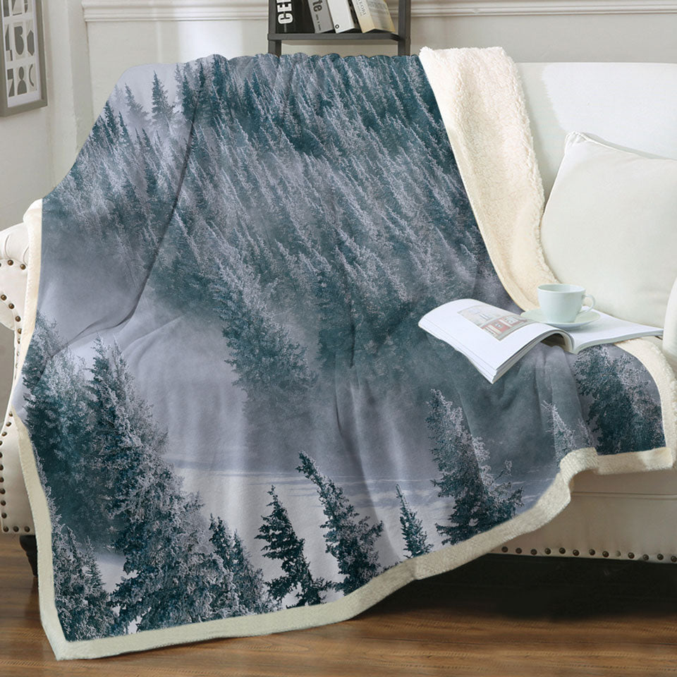 Winter Couch Throws Snowy Mountain Forest
