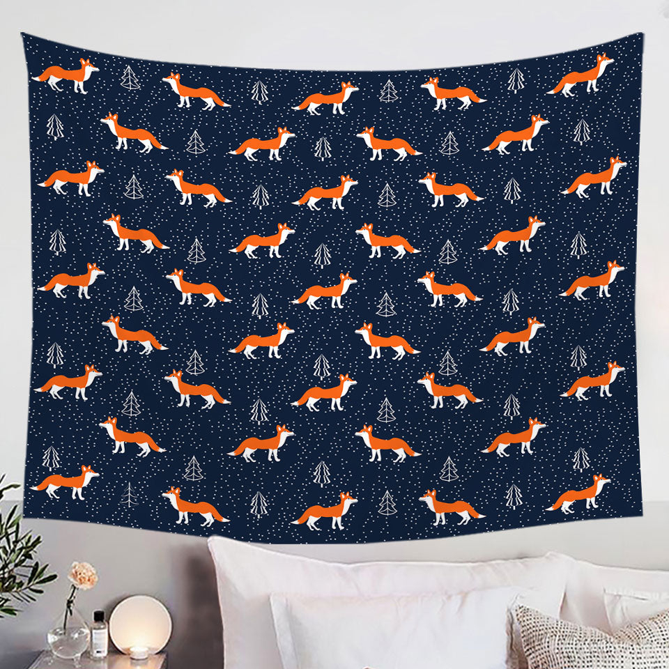 Winter Fox Pattern Wall Decor Tapestry