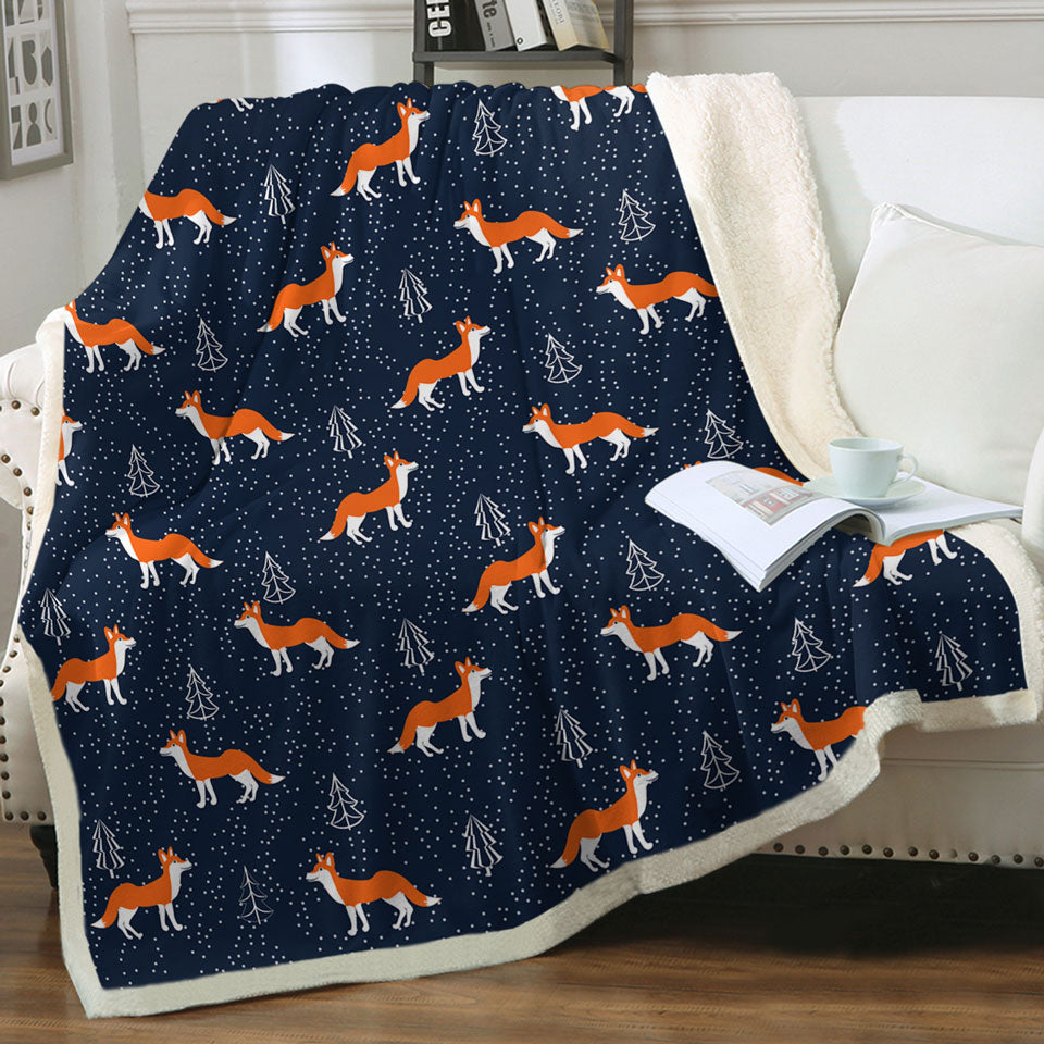 Winter Fox Throw Blanket