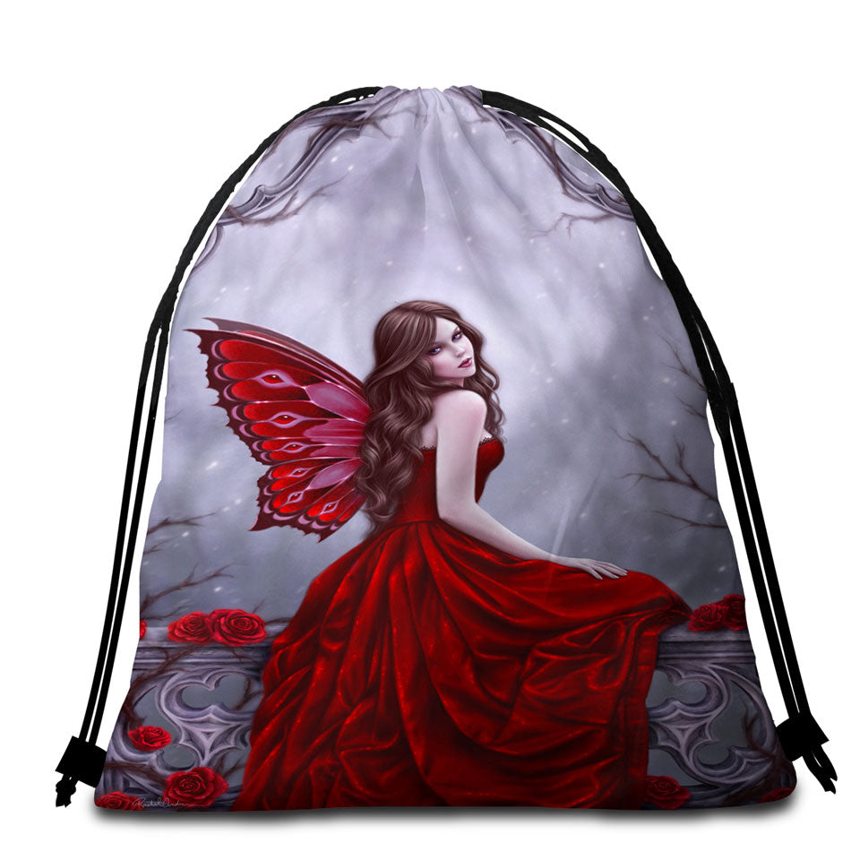 Winter Rose the Beautiful Butterfly Woman Beach Towel Bags