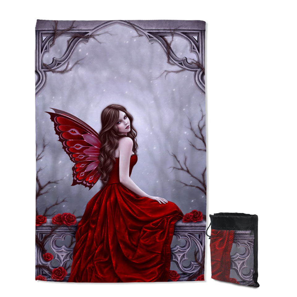 Winter Rose the Beautiful Butterfly Woman Quick Dry Beach Towel