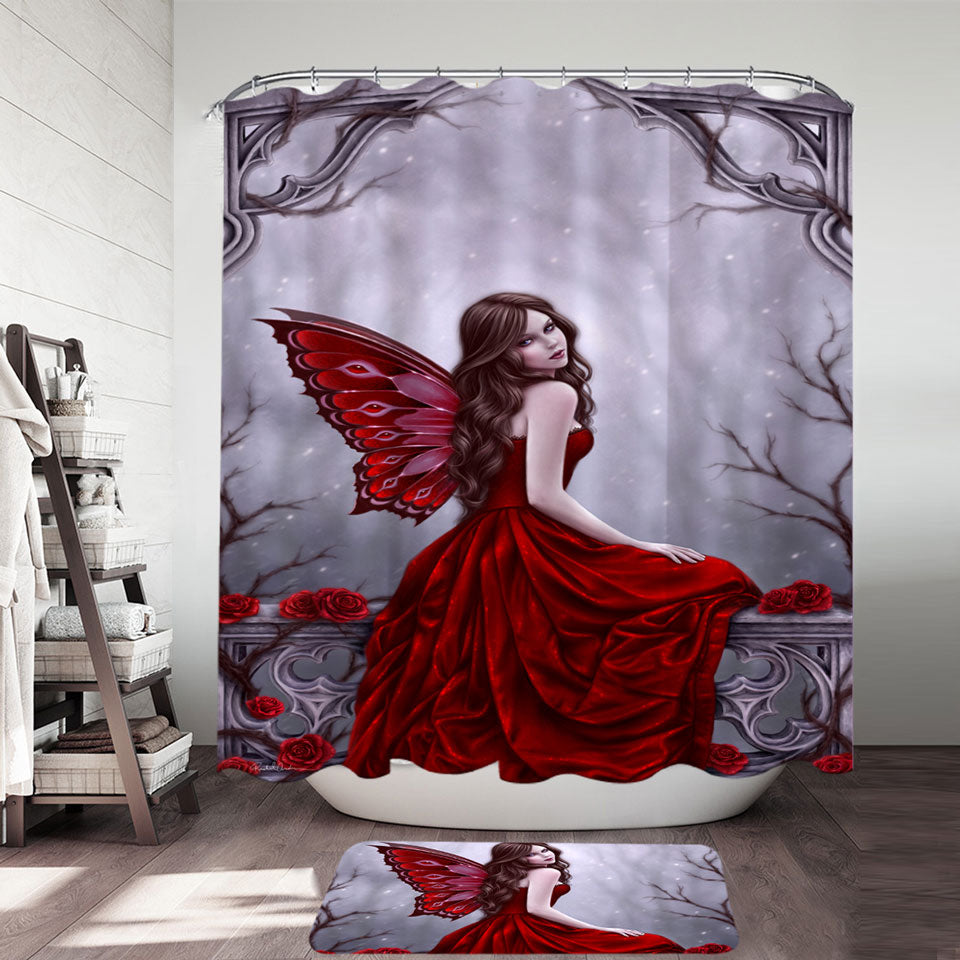 Winter Rose the Beautiful Butterfly Woman Shower Curtains