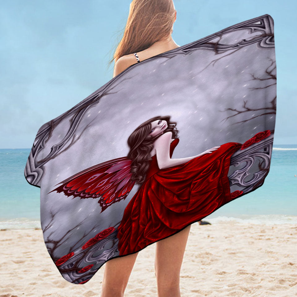 Winter Rose the Beautiful Butterfly Woman Swims Towel