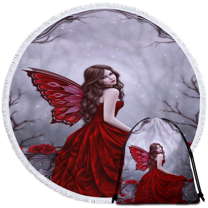 Winter Rose the Beautiful Butterfly Woman Travel Beach Towel