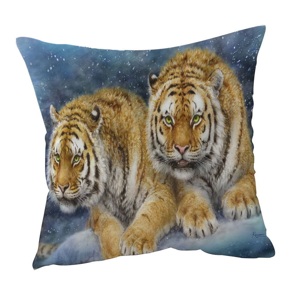 Winter Storm Tigers Cushions and Pillows