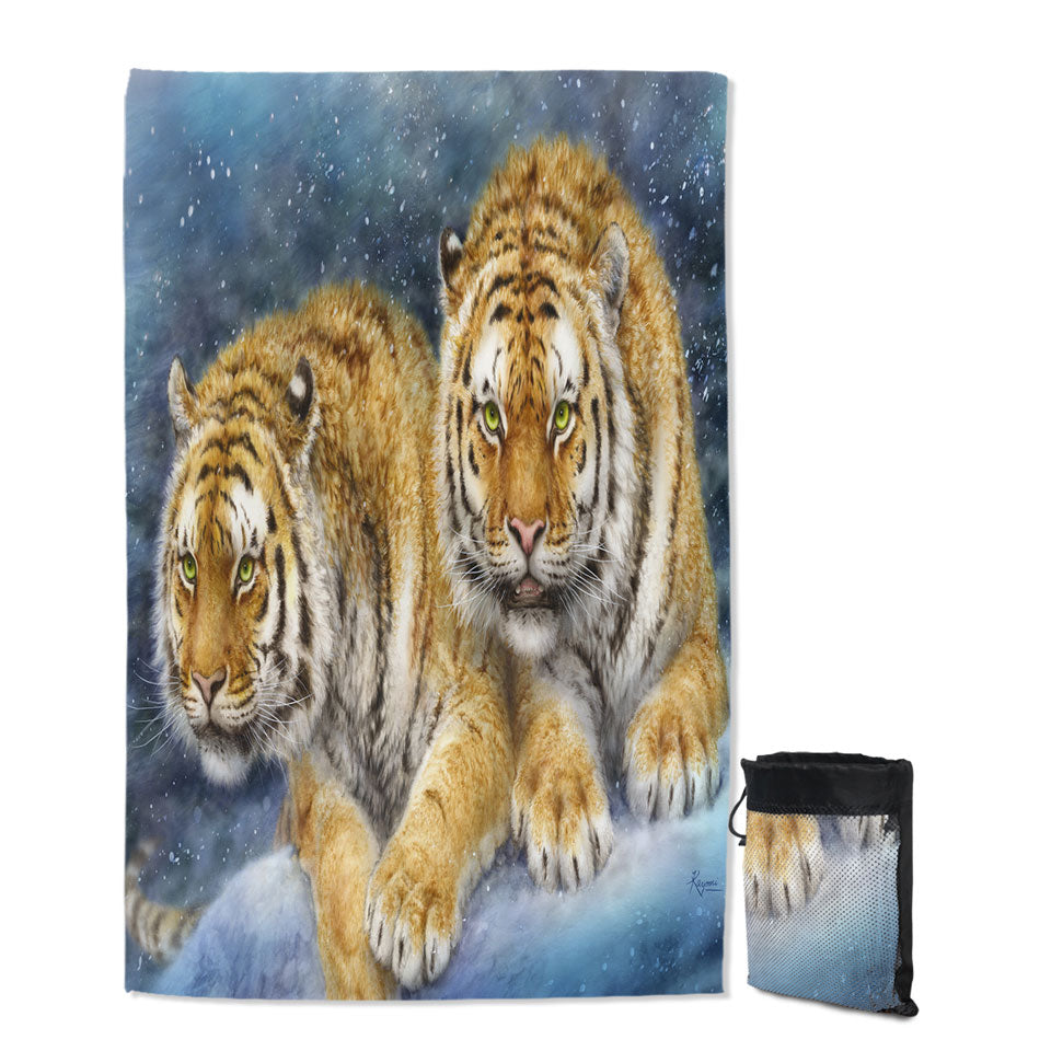 Winter Storm Tigers Lightweight Beach Towel for Travel