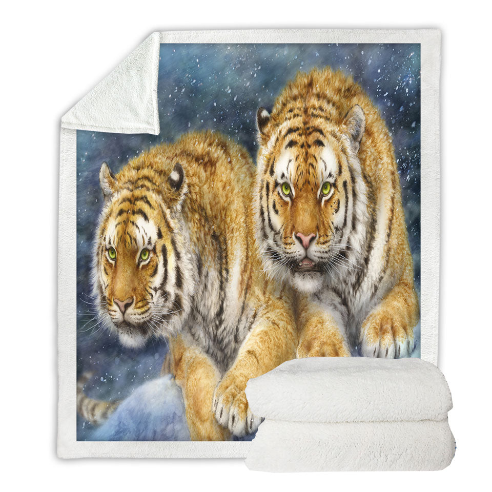 Winter Storm Tigers Lightweight Blankets