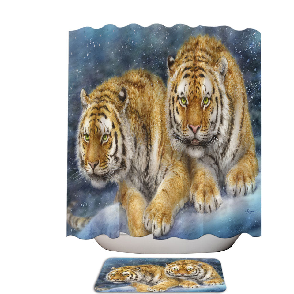 Winter Storm Tigers Shower Curtains Online for Sale