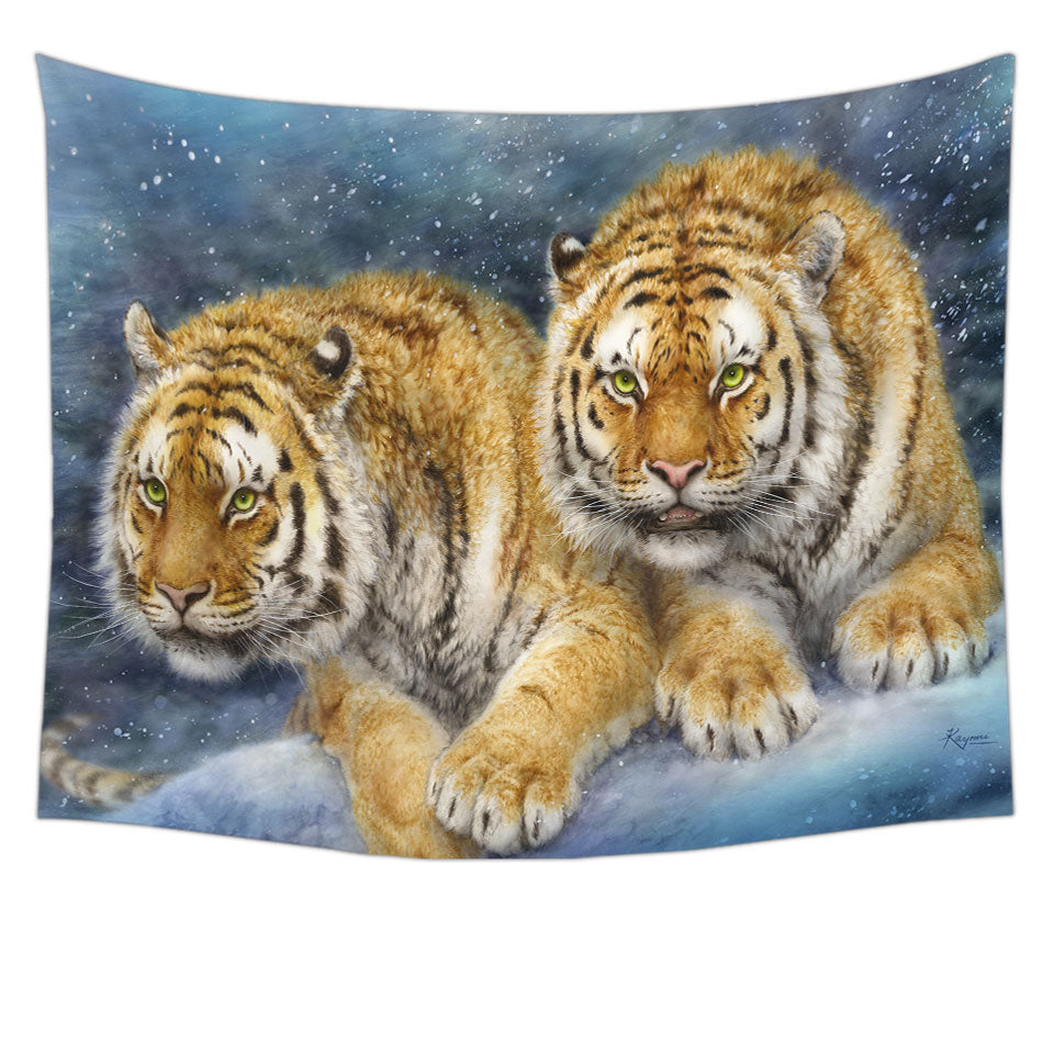 Winter Storm Tigers Tapestry