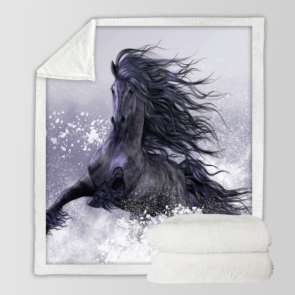 products/Winter-Thunder-Snow-Running-Wild-Black-Horse-Couch-Throws