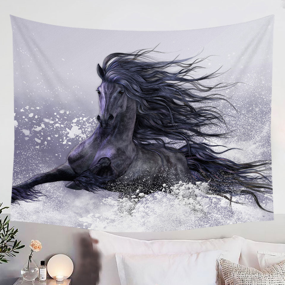 Winter-Thunder-Snow-Running-Wild-Black-Horse-Wall-Art-Prints-Tapestry